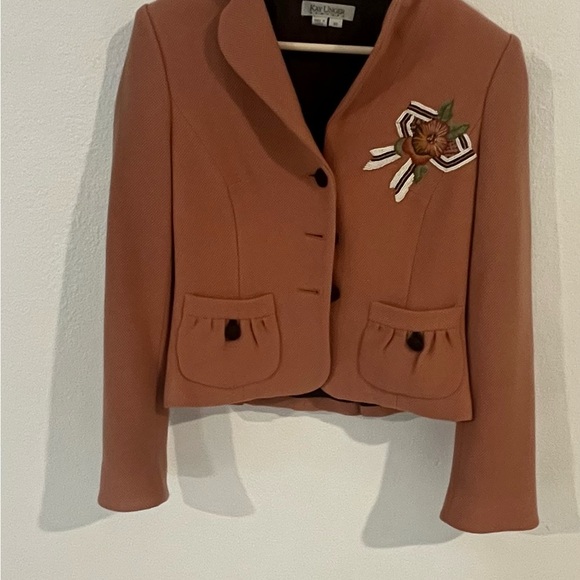 Kay Unger Jackets & Blazers - Kay Unger Tan Women's Blazer with Embroidered Detail
